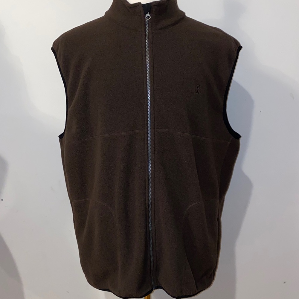 Izod Dark Brown Fleece Full Zip Vest Men’s Size XL